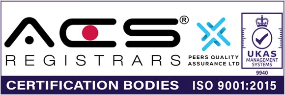 ใบรับรอง ISO 9001:2015 โดย ACS Registrars / UKAS